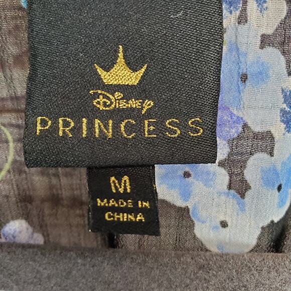 Disney Princess Mulan Cosplay Maxi Dress Blue Floral Ruffle Tier Crochet Flowy M - Picture 5 of 15